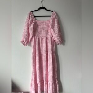 Pink Gingham Maxi Dress